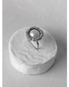 Silver Plated Handcrafted Brass Pearl Ring