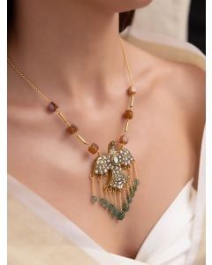Beige Handcrafted Brass Necklace