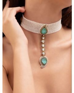 Sea Green Handcrafted Brass Choker