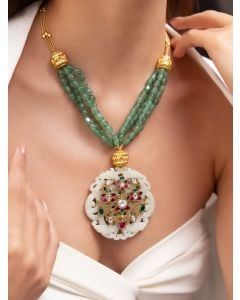 Green Handcrafted Brass Necklace