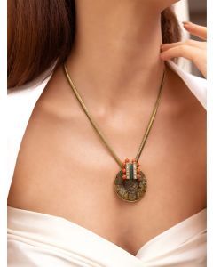Gold Toned Handcrafted Brass Necklace