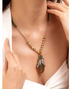 Beige Handcrafted Brass Necklace