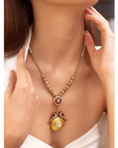Beige Handcrafted Brass Necklace
