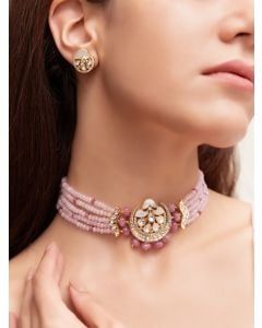 Pink Handcrafted Brass Choker