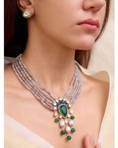 Green Handcrafted Brass Necklace