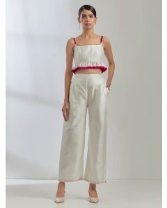 White Silk Blend Crop Top