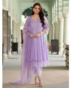 Lilac Lace Cotton Dobby Suit- Set of 3