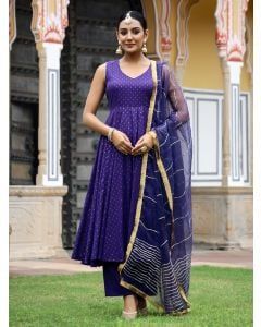 Violet Cotton Lurex Suit- Set of 3