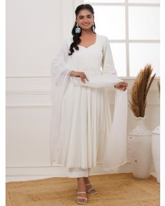White Embroidered Cotton Suit- Set of 3