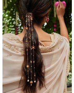 Gold Plated Handcrafted Brass Hair Chain