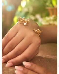 Gold Plated Handcrafted Brass Palm Cuff