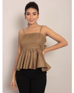 Brown Cotton Blend Top