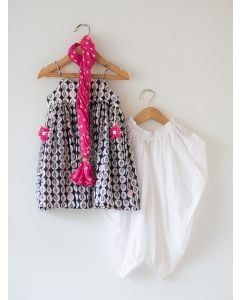 Black White Hand Block Printed Cotton Suit- Set of 3