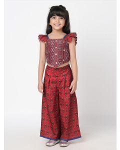 Red Printed Muslin Co-ord Set- Set of 2