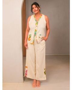 Cream Printed Cotton Co-ord Set - Set of 2
