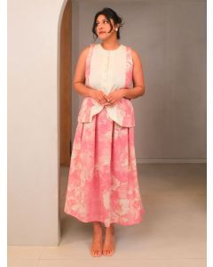Cream Pink Printed Cotton Vest
