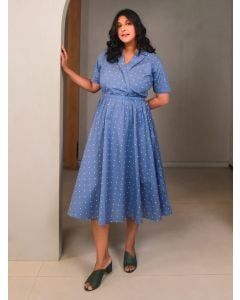 Blue Printed Cotton Dress