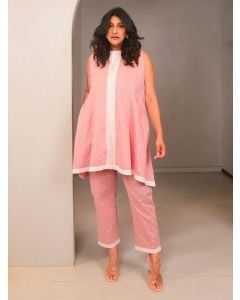 Pink Printed Cotton Kurta with Pants - Set of 2