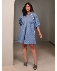 Blue Printed Cotton Dress