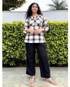 Black Ivory Printed Twill Linen Co-ord Set- Set of 2