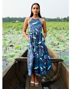 Blue Printed Cotton Dress