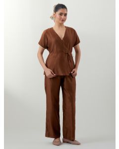 Brown Chanderi Co-ord Set- Set of 2