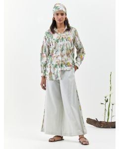 Ivory Printed Cotton Linen Co-ord Set - Set of 2