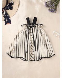 Black White Striped Cotton Dress