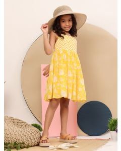 Yellow Printed Muslin Dress
