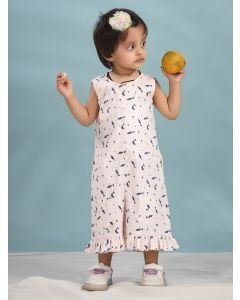Light Pink Printed Cotton Jumpsuit