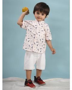 Light Pink Printed Cotton Shirt