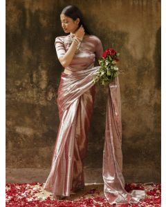 Pink Zari Cotton Tissue Saree