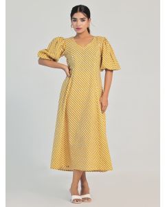 Yellow Printed Cotton Dress