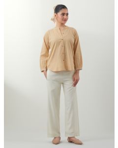 Beige Woven Cotton Co-ord Set- Set of 2