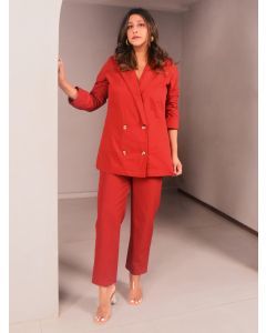 Red Cotton Co-ord Set - Set of 2