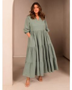 Green Cotton Linen Dress