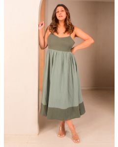 Green Cotton Linen Dress