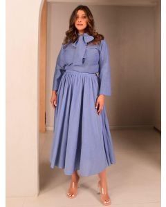 Blue Cotton Top with Skirt - Set of 2