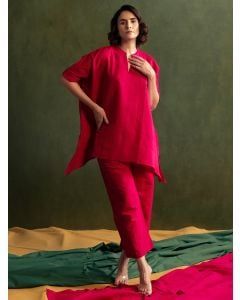 Magenta Cotton Linen Co-ord Set - Set of 2