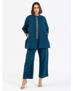 Blue Cotton Linen Co-ord Set - Set of 2