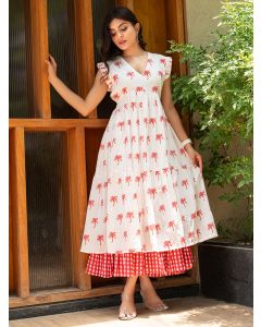 White Printed Cotton Dress