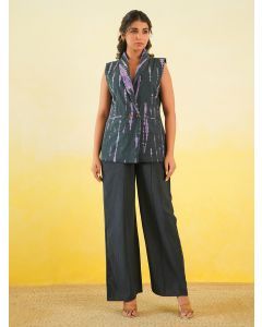 Black Shibori Dyed Cotton Poplin Co-ord Set- Set of 2