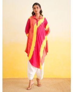 Multicolor Shibori Dyed Muslin Kurta with Salwar- Set of 2