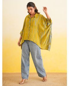 Mustard Yellow Shibori Dyed Muslin Shirt