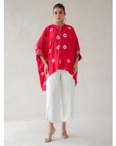 Red Bandhani Tie and Dye Muslin Co-ord Set- Set of 2