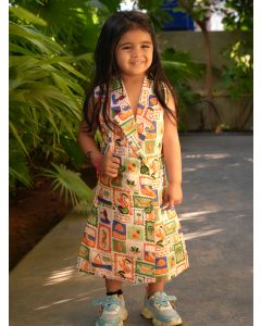 Multicolor Printed Linen Dress