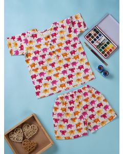 Multicolor Hand Block Printed Cotton Unisex Co-ord Set- Set of 2