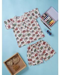 Multicolor Hand Block Printed Cotton Unisex Co-ord Set- Set of 2