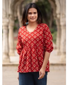 Red Printed Cotton Top