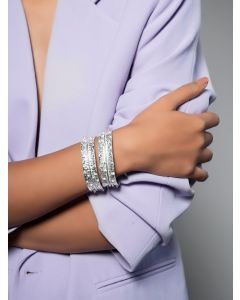 Silver Plated Handcrafted Brass Bangles - Set of 2